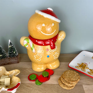 Christmas Gingerbread Storage Jar Ceramic Gingerbread Cookie Jar Biscuit Barrel - Boy