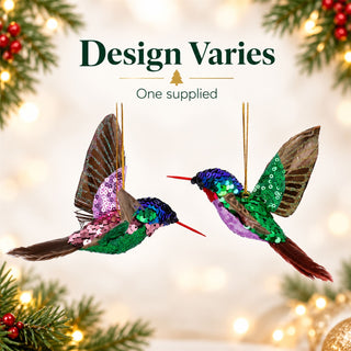 Sequin Hummingbird Hanging Christmas Tree Decoration Gisela Graham 17cm