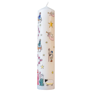 Traditional Countdown To Christmas Advent Candle | Christmas Nativity Pillar Advent Candle With Numbers | Advent Christmas Candle Festive Pillar Candle