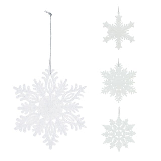 White Snowflake Glitter Bauble | Snowflake Christmas Tree Ornament - 10cm