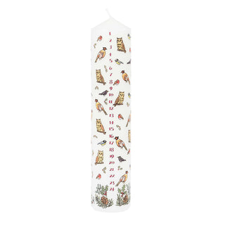 Traditional Countdown To Christmas Advent Candle | Winter Birds Pillar Candle | Christmas Candle Advent Candles