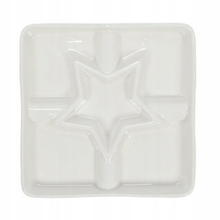 White Porcelain Serving Dish with Star Centre Snack Platter with 5 Compartments