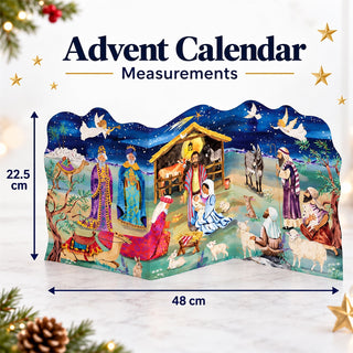 Nativity Advent Calendar, 22.5cm Freestanding Christmas Story Trifold Calendar