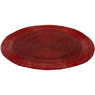 Red Beaded Glass Placemat | Round Red Kitchen Dining Table Place Mat - 30cm