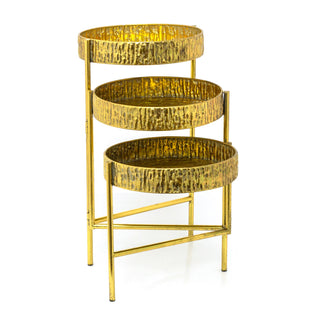 3 Tier Metal Planter Stand - Antique Gold, Elegant Solution for Plant Display