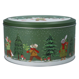 Woodland Scene Christmas Cake Tin, 23cm Gisela Graham Festive Storage Tin