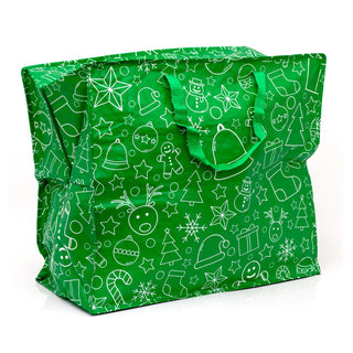 Large Green Christmas Bag | Christmas Grocery Bag Christmas Tote Bag - 48x55cm