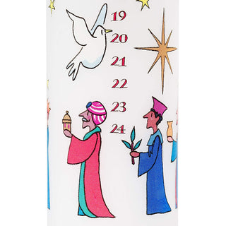 Traditional Countdown To Christmas Advent Dinner Pillar Candle ~ Wise Men Design (Large Size)