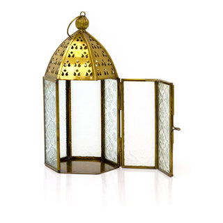 Gold Metal Kasbah Candle Lantern | Moroccan Style Lantern Tealight Holder - 21cm