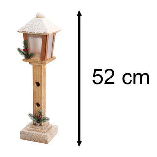 LED Christmas Lamp Post | Rustic Wooden Snow-topped Festive Street Light