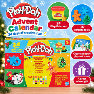 Play-Doh 24-Day Christmas Advent Calendar, 24 Cans, 16 Tools & Snowy Playmat