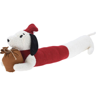 Christmas Dog Draught Excluder | Boucle Fabric Dog Draft Cushion for Doors 85cm