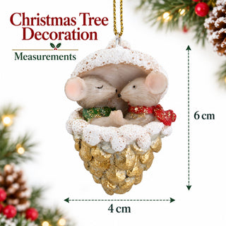 Mice In Gold Cone Resin Hanging Christmas Tree Decoration Gisela Graham 6cm