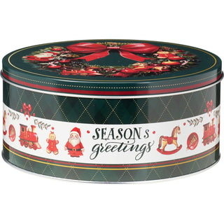 Set of 3 Traditional Christmas Storage Tins | 3-piece Round Kitchen Nesting Tins