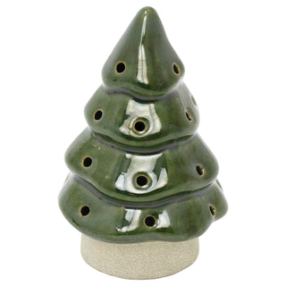 Christmas Tree LED Light, 13cm Battery Operated Green Ceramic Decoration