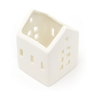 White Ceramic House Christmas Tealight Candle Holder | Tea Light Votive Holder