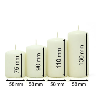 Set of 4 Unscented Ivory Pillar Candles | Long-Burning Candles for Home & Events