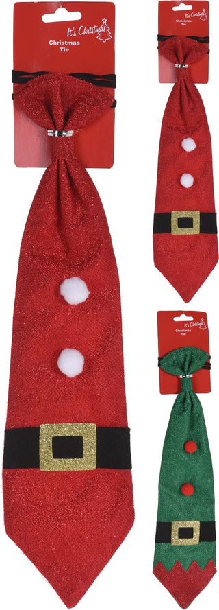 Novelty Festive Father Christmas Elf Office Party Celebration Glitter Tie