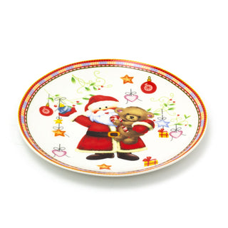 Round Ceramic Christmas Plate | Festive Serving Dish Christmas Snack Plate 20cm