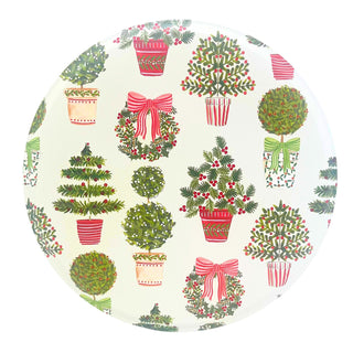 Topiary Christmas Cake Tin, Gisela Graham Festive Round Metal Storage Tin 23cm
