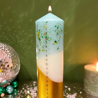 The Colour Emporium Crushed Emerald Hand-dipped Christmas Advent Pillar Candle