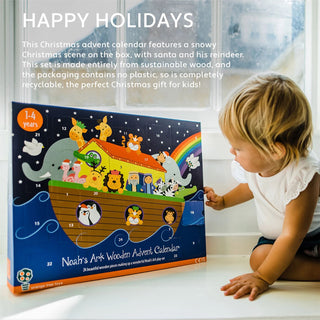 Children's Wooden Noah's Ark Christmas Advent Calendar | Wood Advent Calendar Advent Calendar For Kids | Noah's Ark Playset Advent Calendar