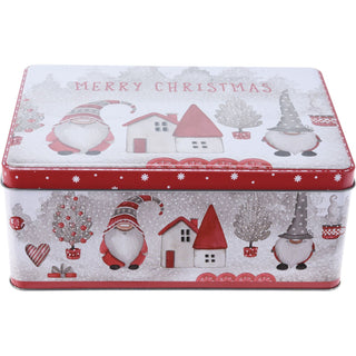 Gonk Christmas Biscuit Tin | Nordic Gnome Cookie & Cake Storage Tin - 22x16cm