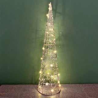 Gold Cone LED Christmas Tree | Warm White Pre-lit Light-Up Tree Cone - 60cm