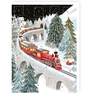 Xmas Train on a Viaduct Christmas Advent Calendar, Snowy Steam Train Scene