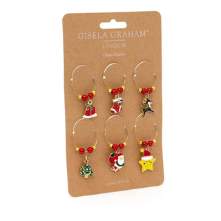 Christmas Wine Glass Charms | 6-Piece Novelty Glass Markers for Christmas Party