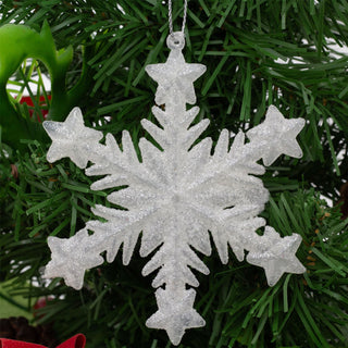White Snowflake Glitter Bauble | Snowflake Christmas Tree Ornament - 10cm