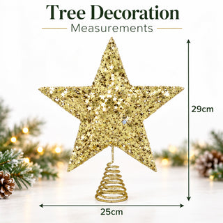 Gold Star Confetti Christmas Tree Topper, Gisela Graham Glitter Decoration 29cm