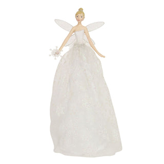 White Angel Christmas Tree Topper | Iridescent Fairy Angel Tree Ornament - 28cm