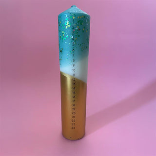 The Colour Emporium Crushed Emerald Hand-dipped Christmas Advent Pillar Candle
