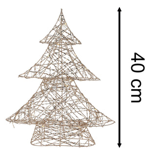 Gold Christmas Tree Light | Gold Wire LED Standing Tree Decoration - 30cm