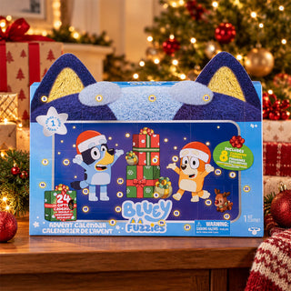 Bluey Fuzzies Christmas Advent Calendar, 24 Gifts with 8 Fuzzy Mini Figures