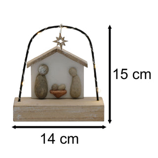 LED Pebble Nativity Set Decoration | Mini Light-up Nativity Scene Ornament 15cm