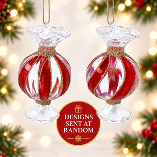 Red and Clear Glass Sweet Hanging Christmas Tree Decoration, Gisela Graham