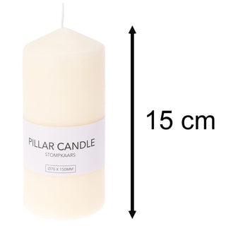 Ivory Church Pillar Candle | Unscented Decorative Cream Pillar Candle - 15cm