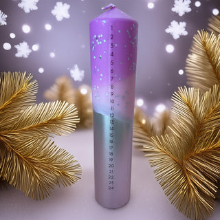 The Colour Emporium Stardust Blush Hand-dipped Christmas Advent Pillar Candle