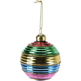 Multicoloured Rainbow Christmas Bauble | Christmas Tree Hanging Ornament - 8cm