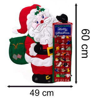 Fabric Santa Claus Advent Calendar | Reusable 24-Pocket Santa Calendar - 60x48cm