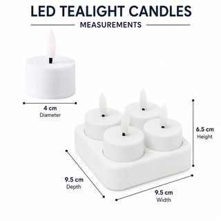 4 LED Rechargeable Tealight Candles and Charger, Rechargeable Flameless Set of 4
