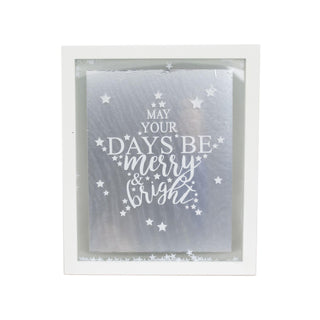 Hanging White Christmas Confetti Glass Plaque 27cm x 32cm - May Your Days Be Merry And Bright