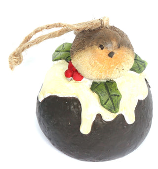 Hanging Robin Christmas Tree Decoration - Christmas Pudding