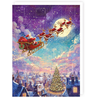 Over the Rooftops Christmas Advent Calendar, Santa's Flying Sleigh Scene