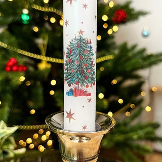 Nostalgic Christmas Tree Advent Candle | Festive Numbered Countdown Candle 23cm