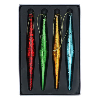 Set of 4 Colourful Glass Drop Christmas Tree Decorations, Gisela Graham