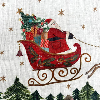 Santa's Sleigh Christmas Table Runner, Gisela Graham Festive Fabric 140cm x 40cm