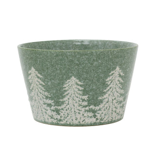 Green Embossed Christmas Tree Bowl | Festive Reactive Glaze Stoneware Bowl